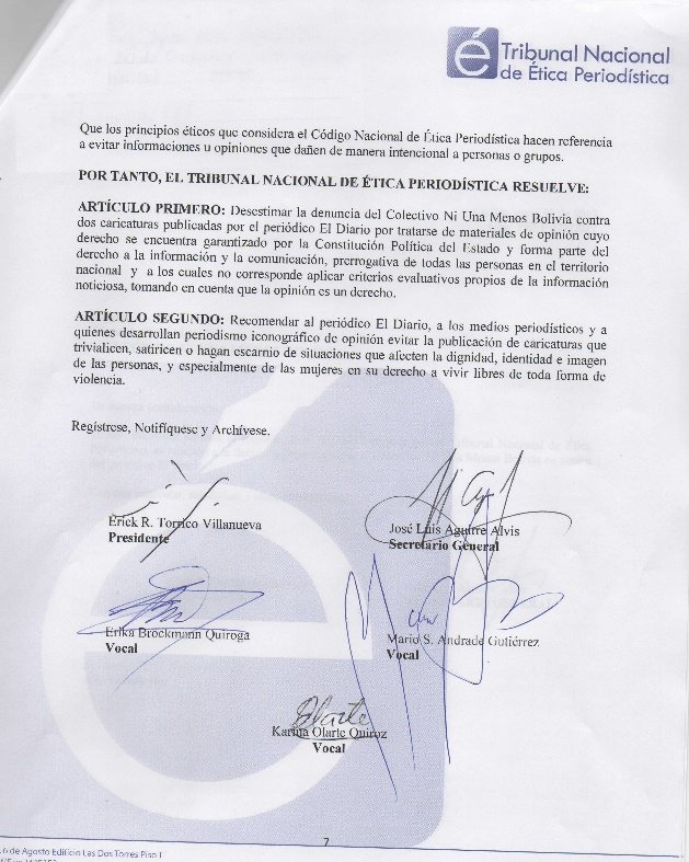 TNÉP desestima denuncia del colectivo Ni Una Menos contra El Diario