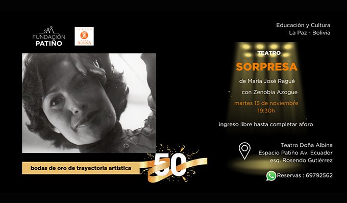La actriz y directora de teatro Zenobia Azogue festeja sus bodas de oro con una «Sorpresa»