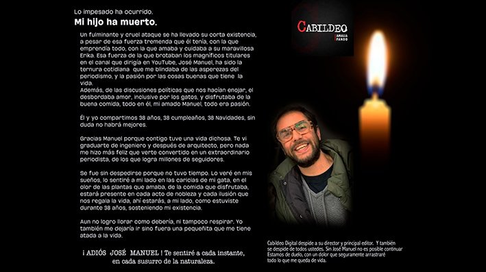 La periodista y comunicadora Amalia Pando confirmó el fallecimiento de su hijo, José Manuel