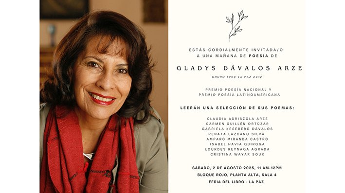Homenaje a la poeta Gladys Dávalos Arze en la Feria Internacional del Libro La Paz