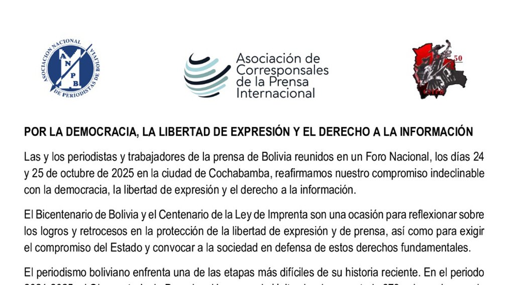 Manifiesto de periodistas: «Por la democracia, la libertad de expresión y el derecho a la información»